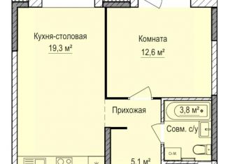 Продажа 1-комнатной квартиры, 41.6 м2, Ижевск