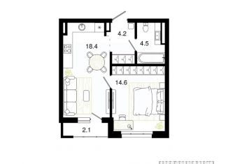Продам 1-ком. квартиру, 42.8 м2, Уфа, Советский район