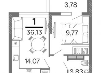 Продажа 1-комнатной квартиры, 36.13 м2, Рязань