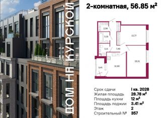 Продаю 2-ком. квартиру, 56.85 м2, Санкт-Петербург