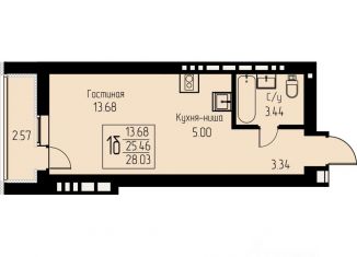 1-ком. квартира на продажу, 28.03 м2, Мордовия