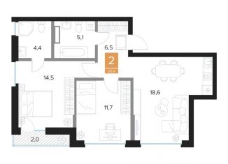 Продажа 2-ком. квартиры, 61.4 м2, Курская область
