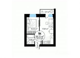 Продаю 1-ком. квартиру, 38.72 м2, Самара, Красноглинский район