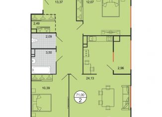 Продам 2-ком. квартиру, 70.99 м2, Ставрополь, Октябрьский район