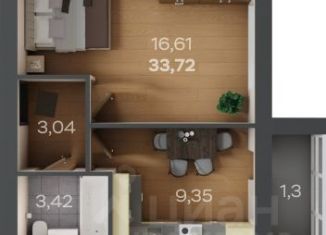 1-ком. квартира на продажу, 33.72 м2, Тамбовская область