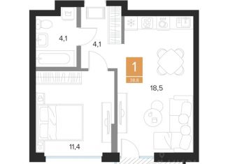 Продаю 1-ком. квартиру, 38.8 м2, Курск
