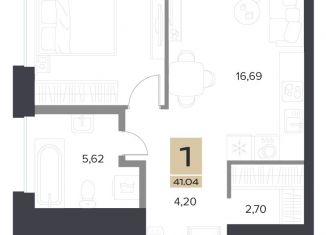 Продажа однокомнатной квартиры, 41.04 м2, Тула