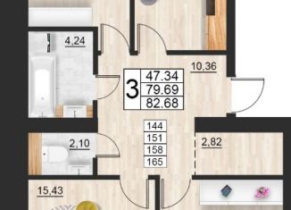 Продам 3-ком. квартиру, 82.68 м2, Смоленская область