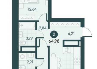 Продажа двухкомнатной квартиры, 64.98 м2, Курган