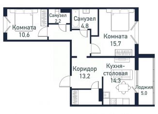 Продается двухкомнатная квартира, 64.44 м2, Челябинск