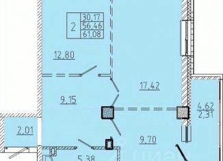 Продается 2-ком. квартира, 61.08 м2, Омск