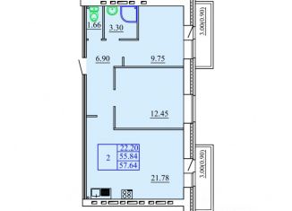 Продается 2-комнатная квартира, 57.64 м2, Архангельск, Соломбальский округ