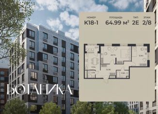 Продам двухкомнатную квартиру, 64.99 м2, Липецк