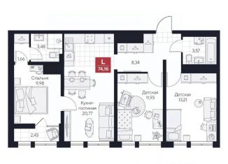 Продам 3-комнатную квартиру, 74.16 м2, Волгоградская область