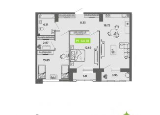 Продается 2-комнатная квартира, 64.18 м2, Архангельск, Октябрьский округ