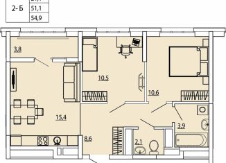 Продажа 2-комнатной квартиры, 53 м2, Калуга