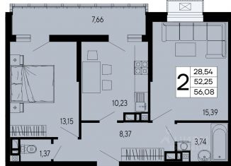Продажа 2-ком. квартиры, 56.08 м2, Майкоп