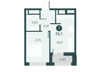 Продается однокомнатная квартира, 36.1 м2, Курган, 18-й микрорайон, 7