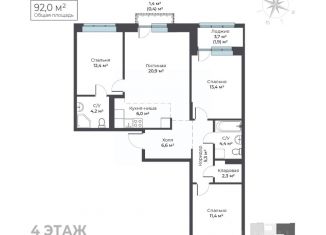 Трехкомнатная квартира на продажу, 92 м2, Пермский край