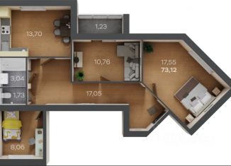 Продается трехкомнатная квартира, 73.12 м2, Тамбовская область