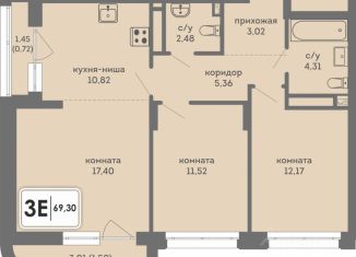 Продажа 3-комнатной квартиры, 69.3 м2, Пермский край