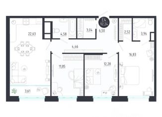 Продам 3-комнатную квартиру, 92.24 м2, Тула, Центральный территориальный округ