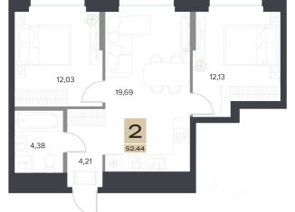 Продам 2-ком. квартиру, 52.44 м2, Тула