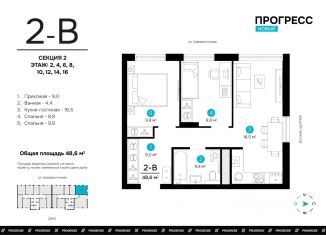 Продажа 2-ком. квартиры, 48.59 м2, Астраханская область
