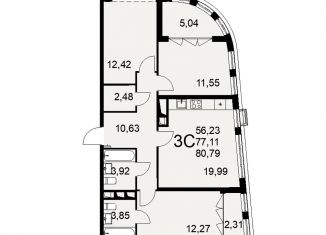 Продажа 3-ком. квартиры, 80.65 м2, Тульская область, улица Фёдора Смирнова, 2