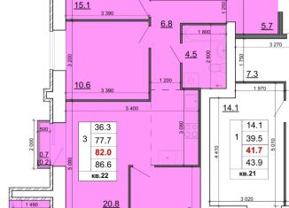 Продается трехкомнатная квартира, 82 м2, Кострома