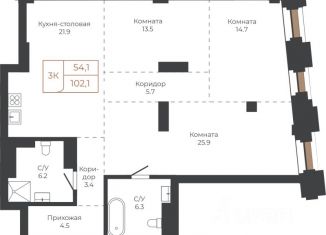Продажа трехкомнатной квартиры, 102 м2, Алтайский край, площадь Баварина, 8к2
