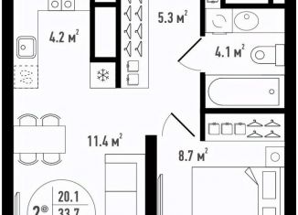 2-ком. квартира на продажу, 33.7 м2, Астрахань, Ленинский район