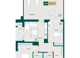 Продается 2-комнатная квартира, 77.5 м2, Тюмень