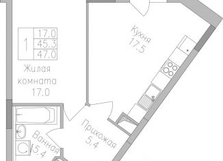 Продается 1-ком. квартира, 46.9 м2, Липецк