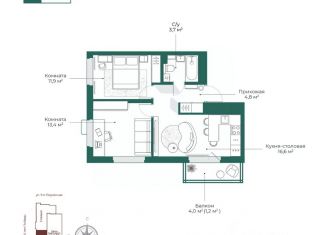 Продам 2-комнатную квартиру, 51.6 м2, Ижевск