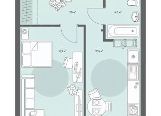 Продается 1-ком. квартира, 40.7 м2, Самара, метро Московская