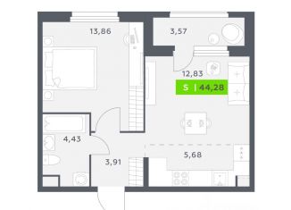 Продам 1-ком. квартиру, 44.28 м2, Северодвинск