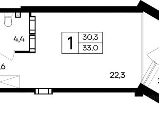 Продается 1-комнатная квартира, 33 м2, Крым