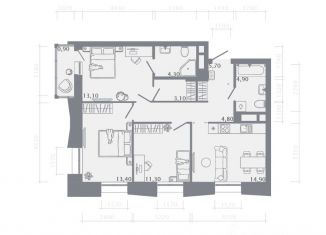 Продается 3-ком. квартира, 76.4 м2, Казань, Советский район