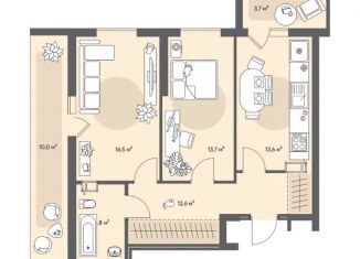 Продажа 2-ком. квартиры, 74.9 м2, Самара, метро Алабинская