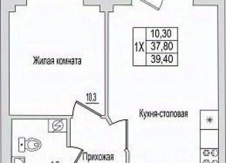 Продается 1-комнатная квартира, 39.4 м2, Псков