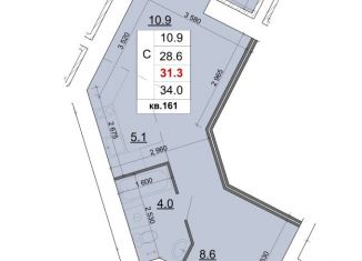 Продается квартира студия, 31.3 м2, Костромская область