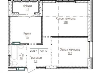 Продам 2-комнатную квартиру, 51.8 м2, Алтайский край