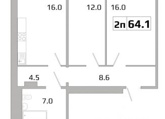 2-ком. квартира на продажу, 64.1 м2, Иркутская область