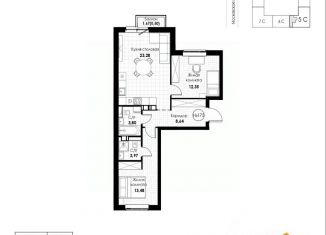 Продается 2-комнатная квартира, 65.02 м2, Самара