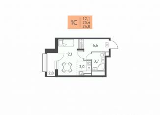 Продам квартиру студию, 26.8 м2, Пермь, улица Левченко, 8