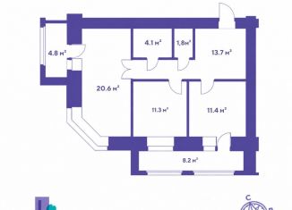 Продается трехкомнатная квартира, 71.4 м2, село Чигири