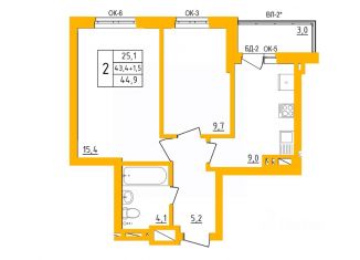 Продаю 2-ком. квартиру, 44.7 м2, Республика Башкортостан