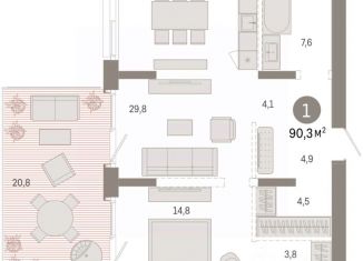 Продажа 1-комнатной квартиры, 90.29 м2, Тюменская область
