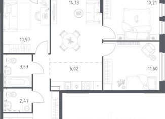 Продается 3-ком. квартира, 69.7 м2, Уфа, Дёмский район